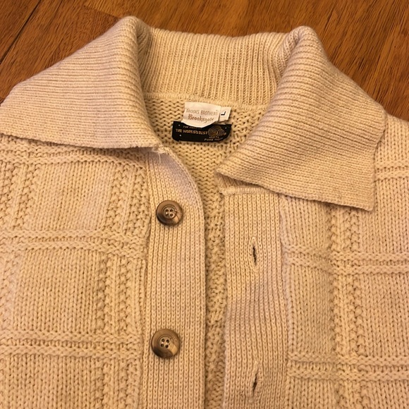 Brooks Brothers vintage men’s large wool cream sweater with pockets. - Picture 6 of 8